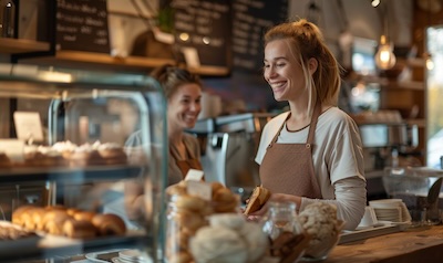 Deutsche Urlauberin bestellt im schwedischen Café Kaffee und Zimtschnecke auf Schwedisch